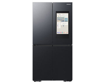 Samsung RF65DG9H0EB1 Family Hub black French door fridge freezer with 636-litre capacity, dual-ice dispenser and smart touchscreen.