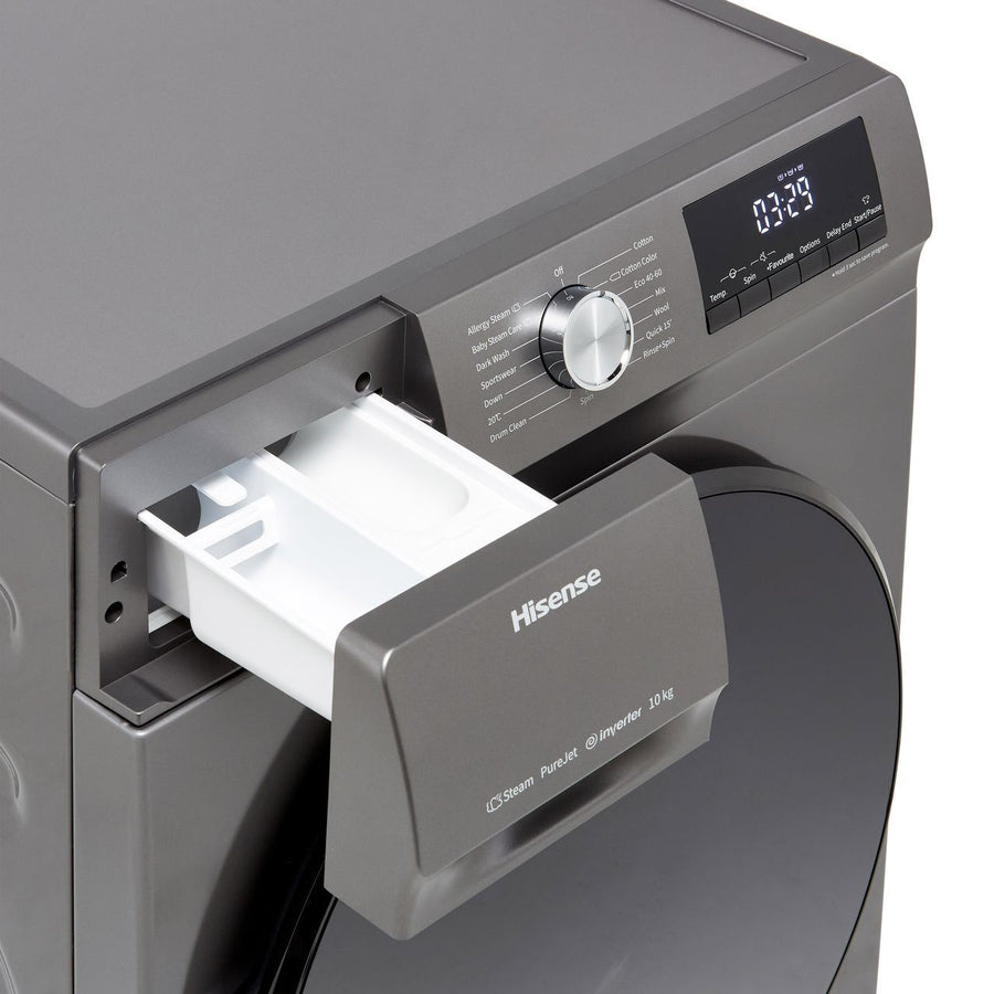 Hisense WFQA1014EVJMT 10kg 1400 Spin Washing Machine With 15 Min Quick Wash and Steam Technology  - Titanium [2 Year Warranty]