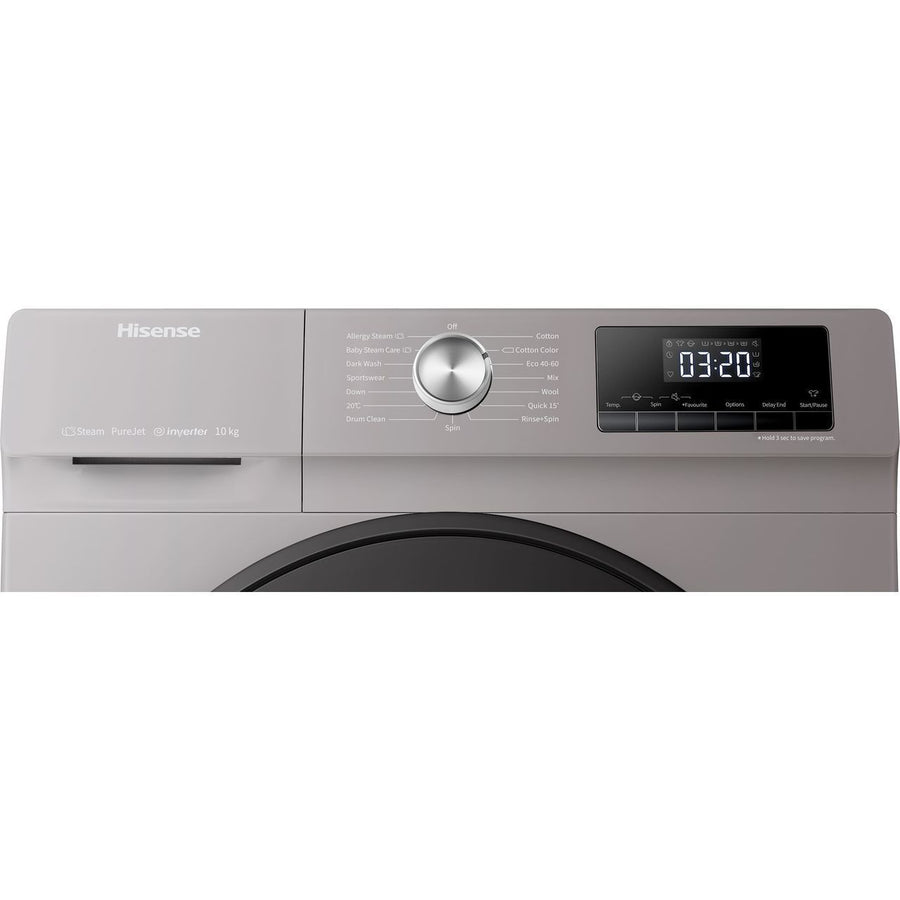 Hisense WFQA1014EVJMT 10kg 1400 Spin Washing Machine With 15 Min Quick Wash and Steam Technology  - Titanium [2 Year Warranty]