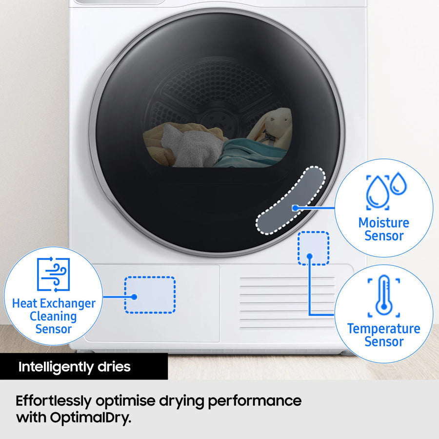Samsung DV90DG52A0AEEU 9kg Heat Pump Tumble Dryer - White [Free 5-year parts & labour warranty]