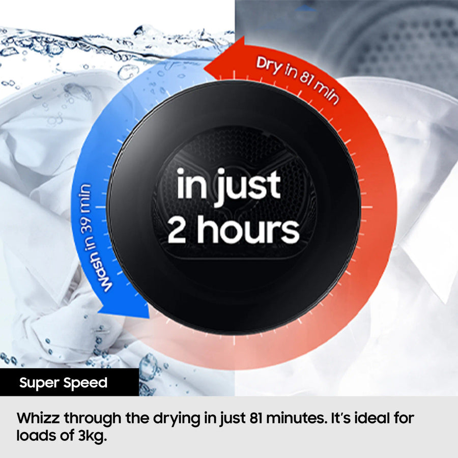 Samsung DV90DG52A0AEEU 9kg Heat Pump Tumble Dryer - White [Free 5-year parts & labour warranty]