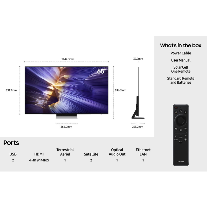 Samsung QE65S90FA 65'' 4K UHD HDR OLED TV with Bixby & Alexa [Free 5-year guarantee upon redemption]