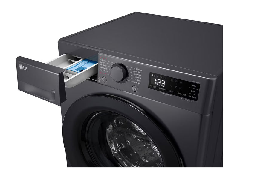 LG F4Y511GBLN1 11kg AI DD™ Steam Washing Machine – Slate Grey [Free 5-year parts & labour guarantee]