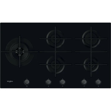 Whirlpool GOWL958NB 90cm 5 Burner Gas Hob - Black Glass