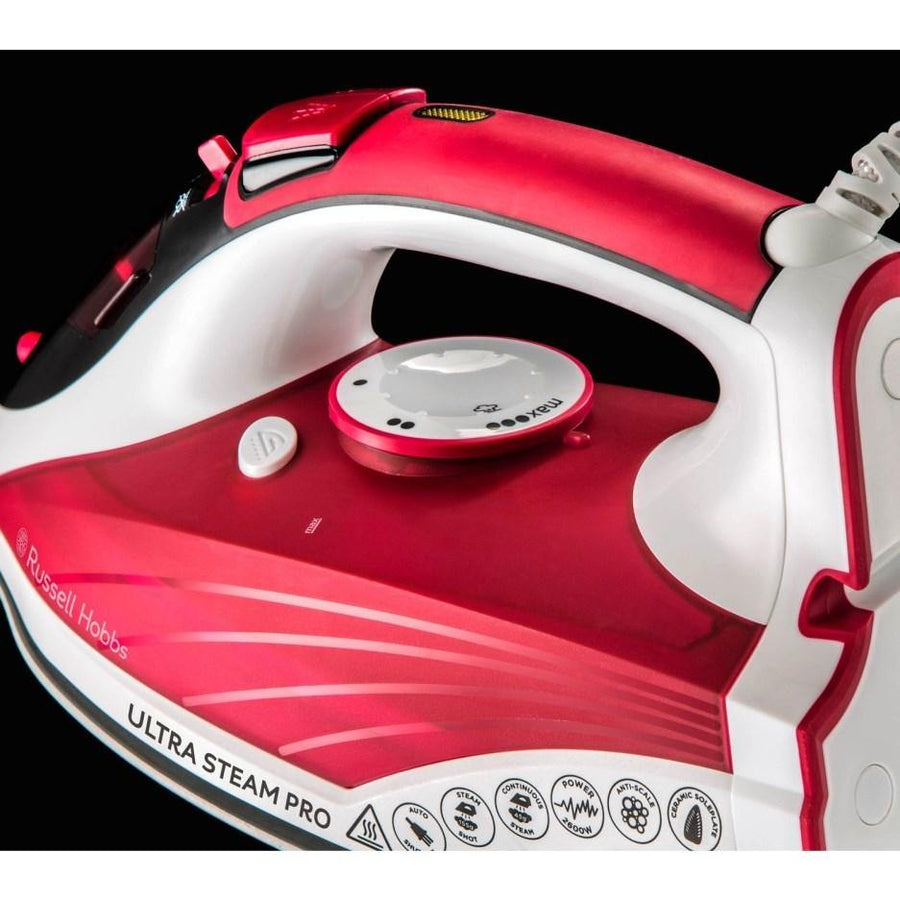Russell Hobbs 23990 2600W Ultra Steam Pro Iron - Red - Basil Knipe Electrics