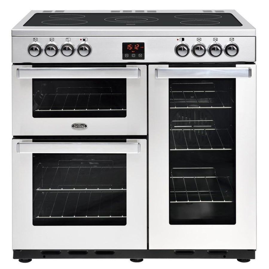 Belling Cookcentre 90EPROFSTA Professional 90cm Electric Ceramic Range Cooker - Stainless Steel - Basil Knipe Electrics