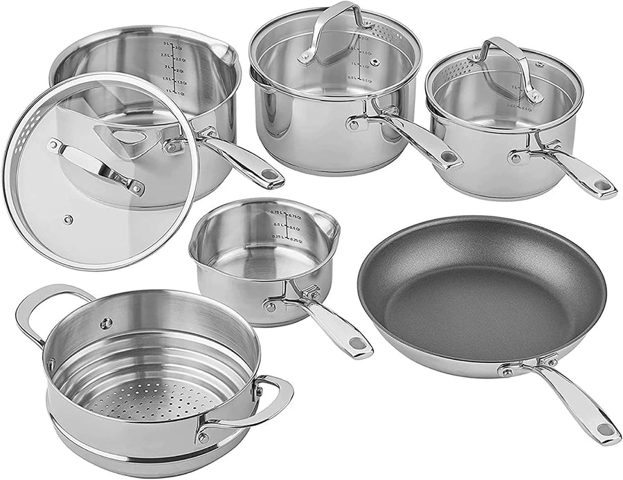 Tala 10A14337 6 Piece Cookware Set Saucepan, Stainless Steel, Metallic