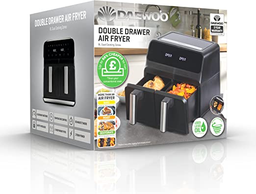 DAEWOO 8L Dual Basket SDA2310GE Air Fryer - Black