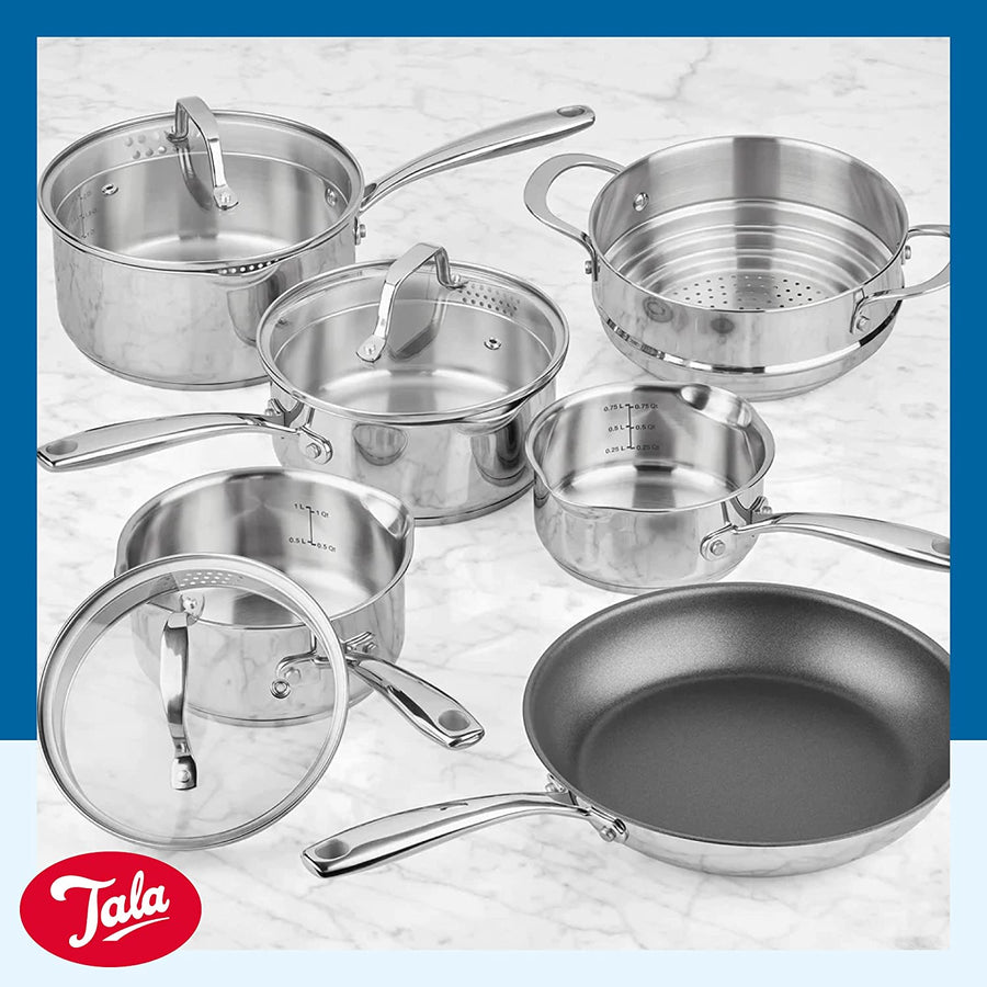 Tala 10A14337 6 Piece Cookware Set Saucepan, Stainless Steel, Metallic