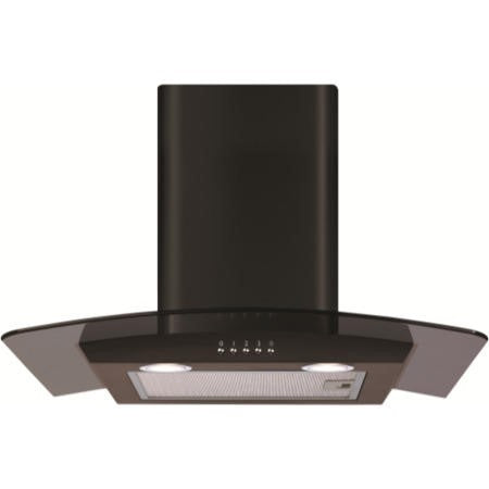 CDA ECP62BL 60cm Curved Glass Chimney Cooker Hood - Black