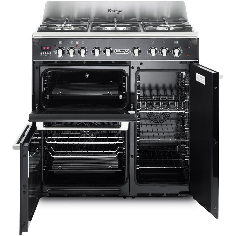 De'Longhi D3VR908DFBL 90CM Vintage range cooker in black 