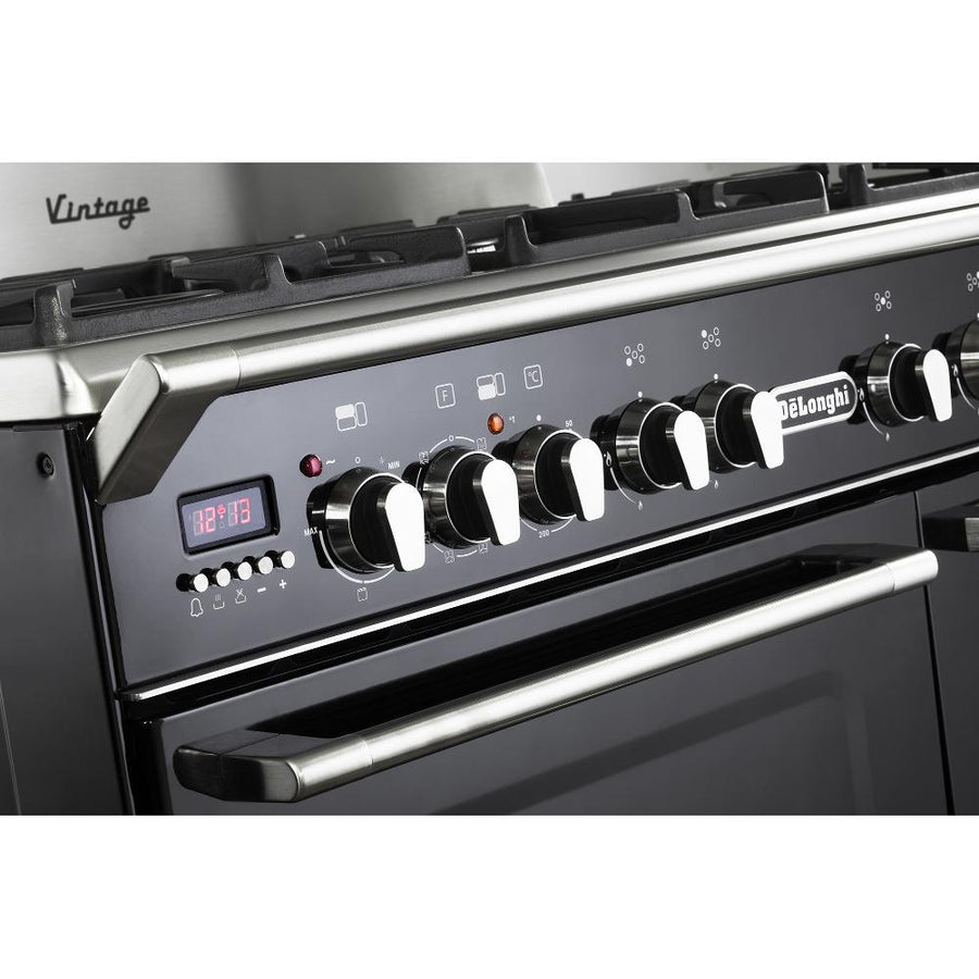 De'Longhi D3VR908DFBL 90CM Vintage range cooker in black 