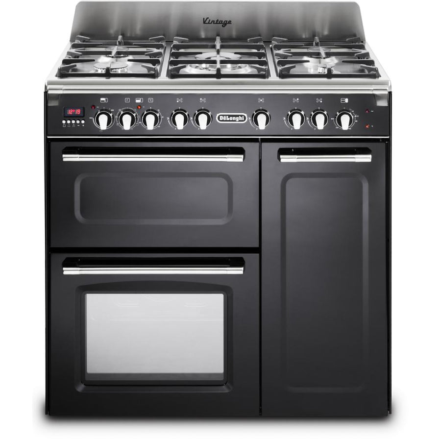 De'Longhi D3VR908DFBL 90CM Vintage range cooker in black 