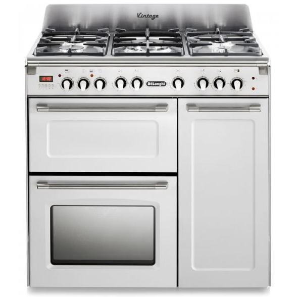 de'longhi D3VR908DFWH 90cm dual fuel range cooker in white 