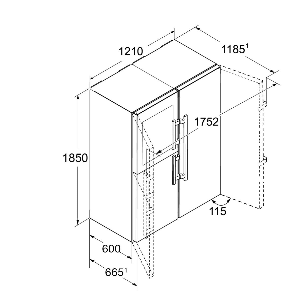 Liebherr SBSes8496 side by side fridge freezer with wine cooler