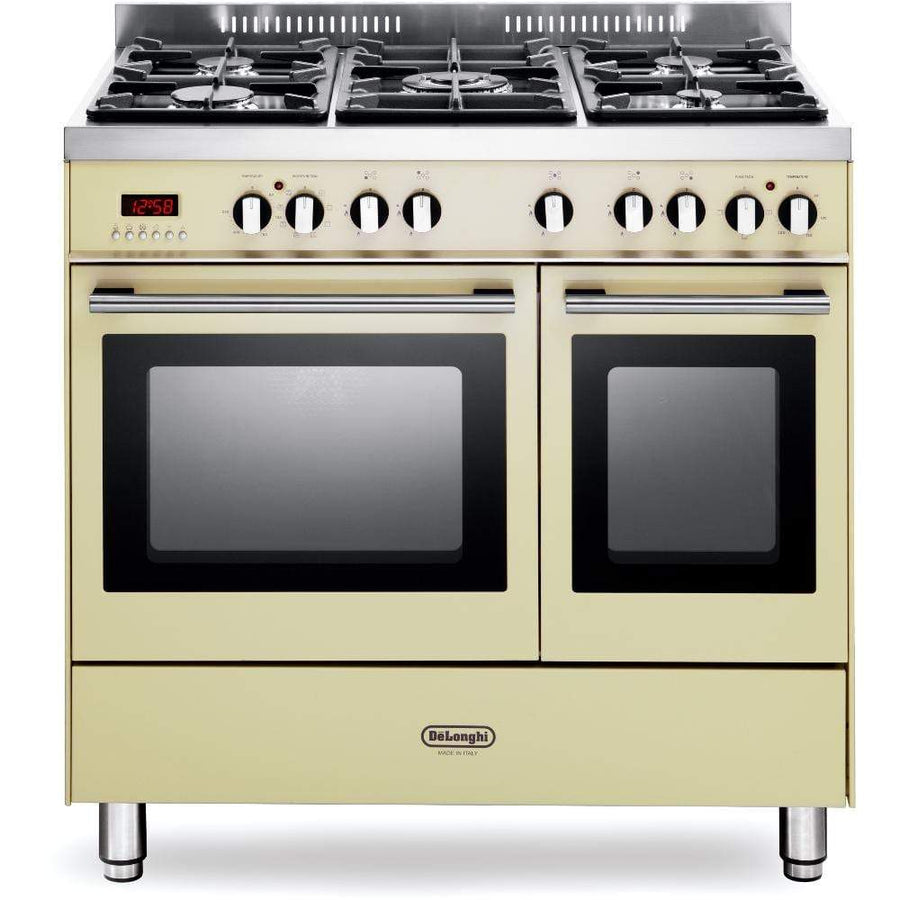 De'Longhi DTR906DFCR 90cm Professional Twin Cavity Dual Fuel Range Cooker in Cream