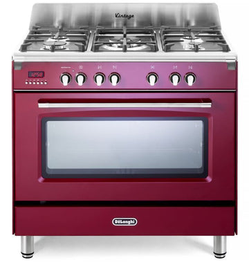 De'Longhi DVRS916BU 90cm vintage range cooker burgundy