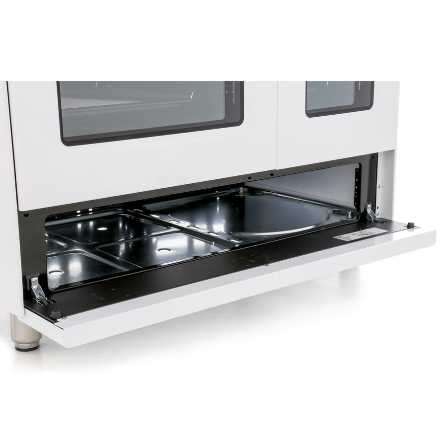 DVTR906DFWH DeLonghi Dual fuel range cooker in white 