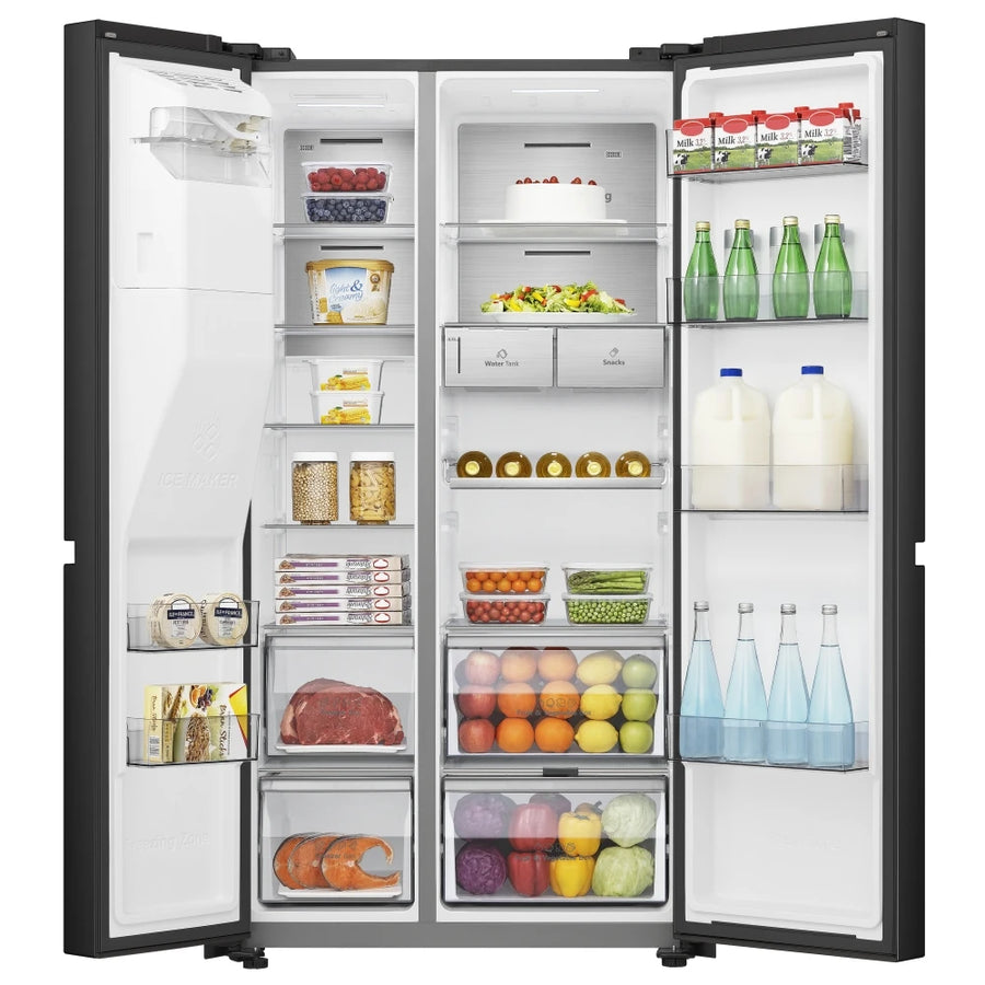 Hisense RS818N4TFE non-plumbed American fridge freeze in premium black r 