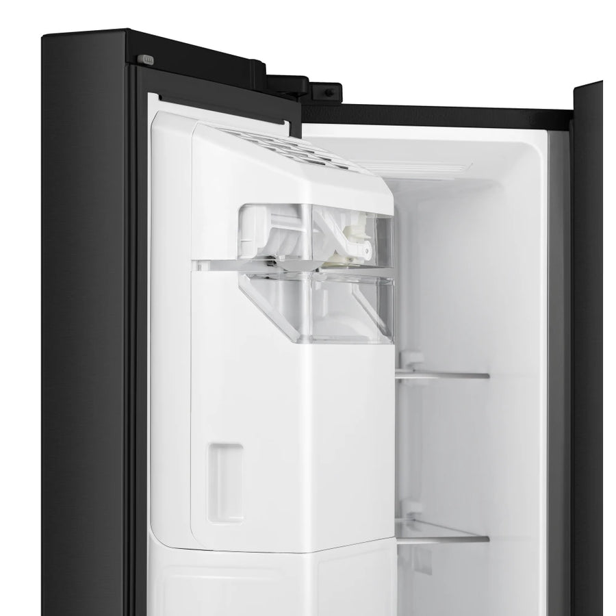 Hisense RS818N4TFE non-plumbed American fridge freeze in premium black r 
