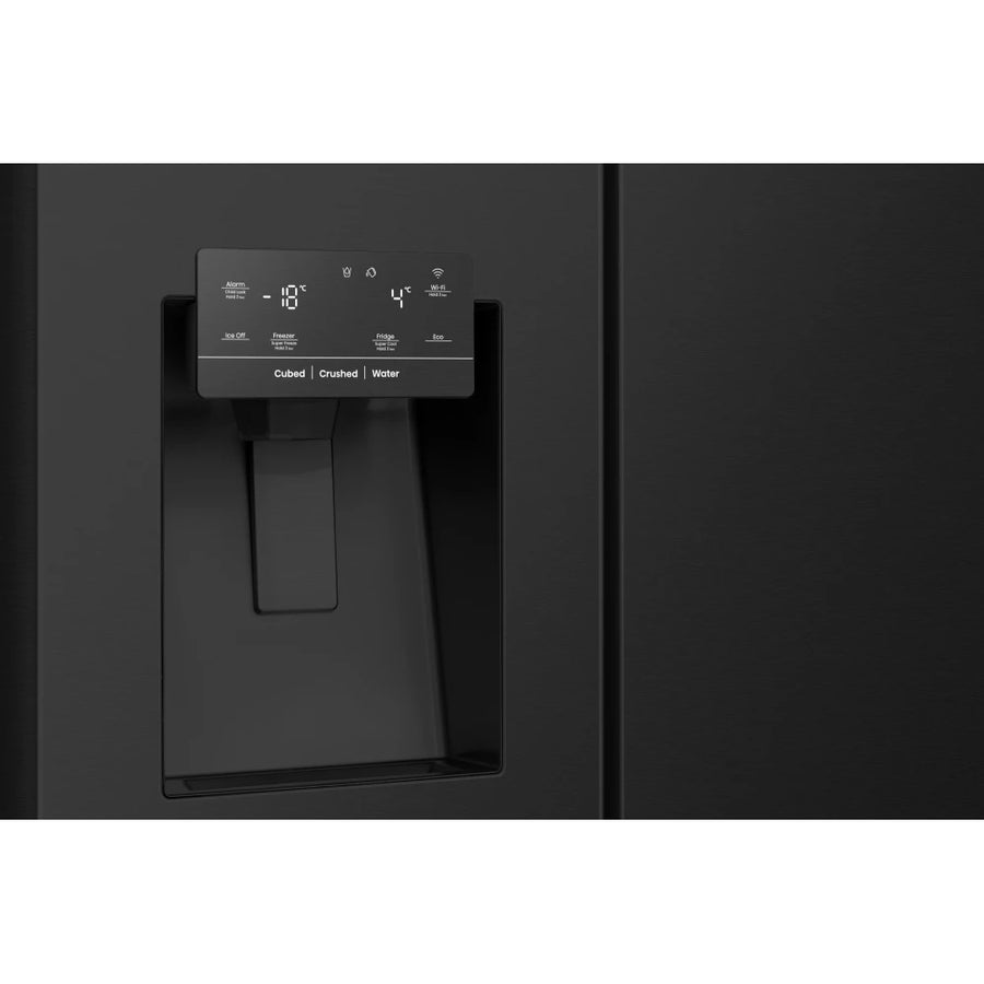 Hisense RS818N4TFE non-plumbed American fridge freeze in premium black r 