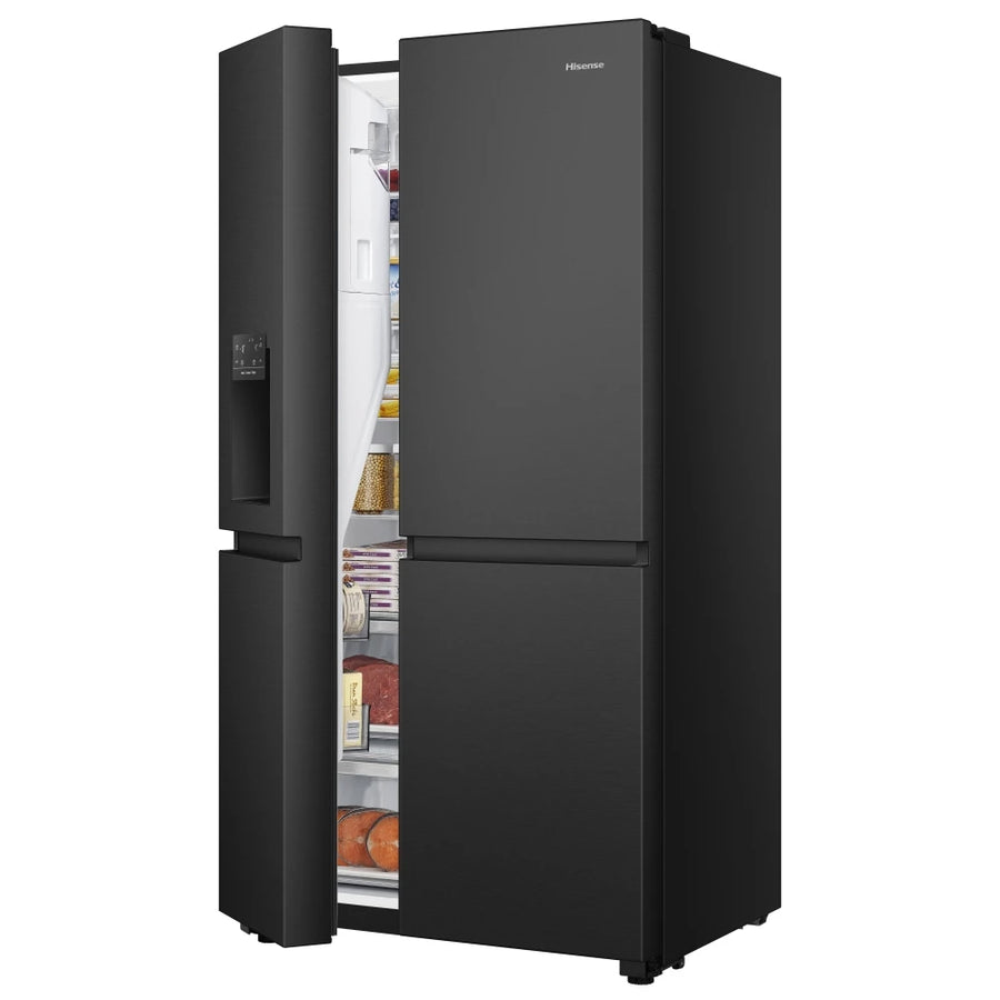 Hisense RS818N4TFE non-plumbed American fridge freeze in premium black r 