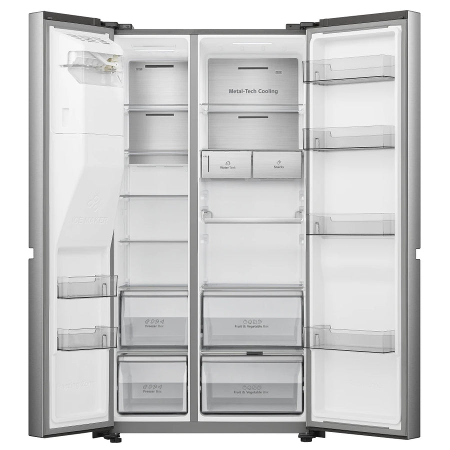 Hisense RS818N4TIE Non-Plumbed American Fridge Freezer - Premium stainless steel