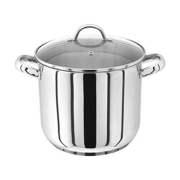 JP81 Judge 22cm Stainless Steel Stockpot With Vented Glass Lid, 6.5 Litre - Basil Knipe Electrics
