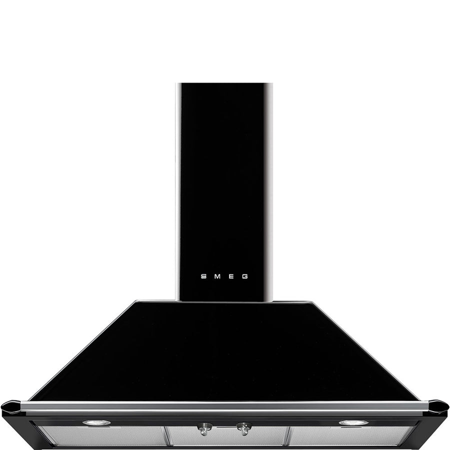 Smeg KT90BLE 90cm Victoria Chimney Hood, Gloss Black