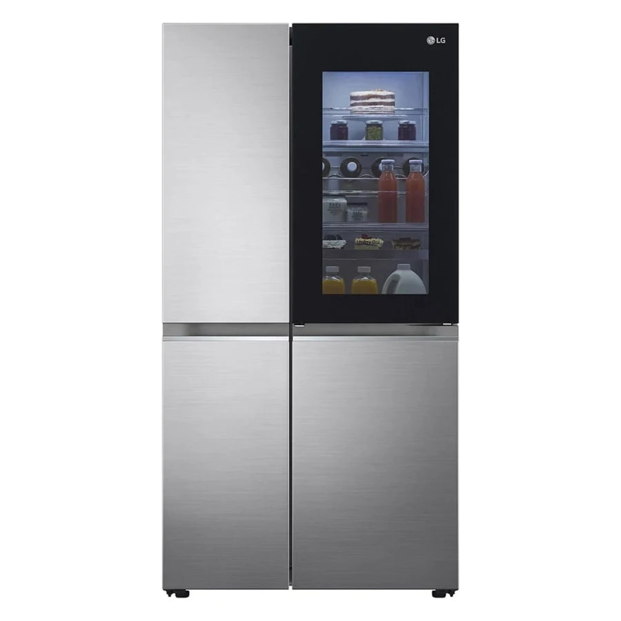 LG InstaView ThinQ GSQV90PZAE American-Style Fridge Freezer - Shiny Steel