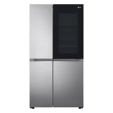 LG InstaView ThinQ GSQV90PZAE American-Style Fridge Freezer - Shiny Steel