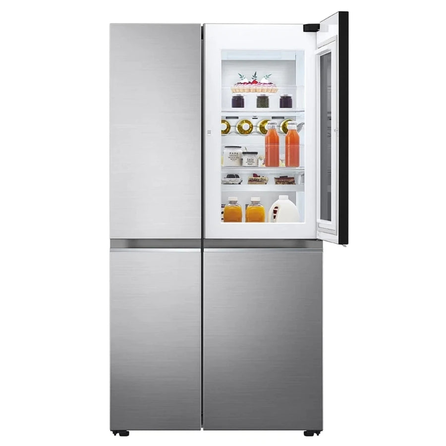 LG InstaView ThinQ GSQV90PZAE American-Style Fridge Freezer - Shiny Steel