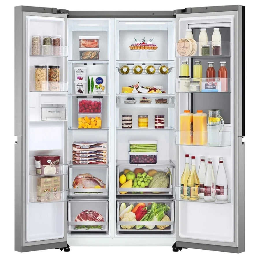 LG InstaView ThinQ GSQV90PZAE American-Style Fridge Freezer - Shiny Steel