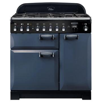 Rangemaster ELA90DFFSB/ Elan Deluxe 90cm Dual Fuel Range Cooker – STONE BLUE