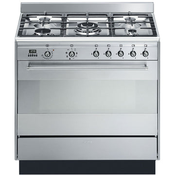 SMEG CONCERT 90CM DUAL FUEL RANGE IN STAINLESS STEEL 