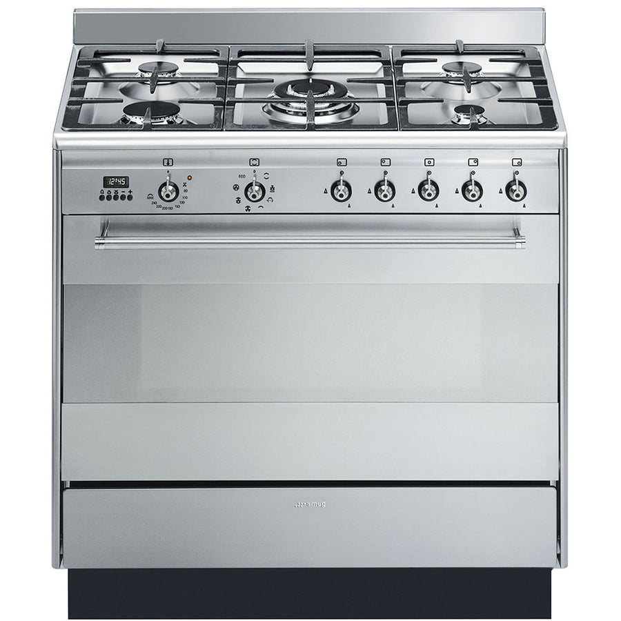 SMEG CONCERT 90CM DUAL FUEL RANGE IN STAINLESS STEEL 
