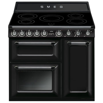 smeg TR93BL 90cm Dual Fuel range cooker in black 
