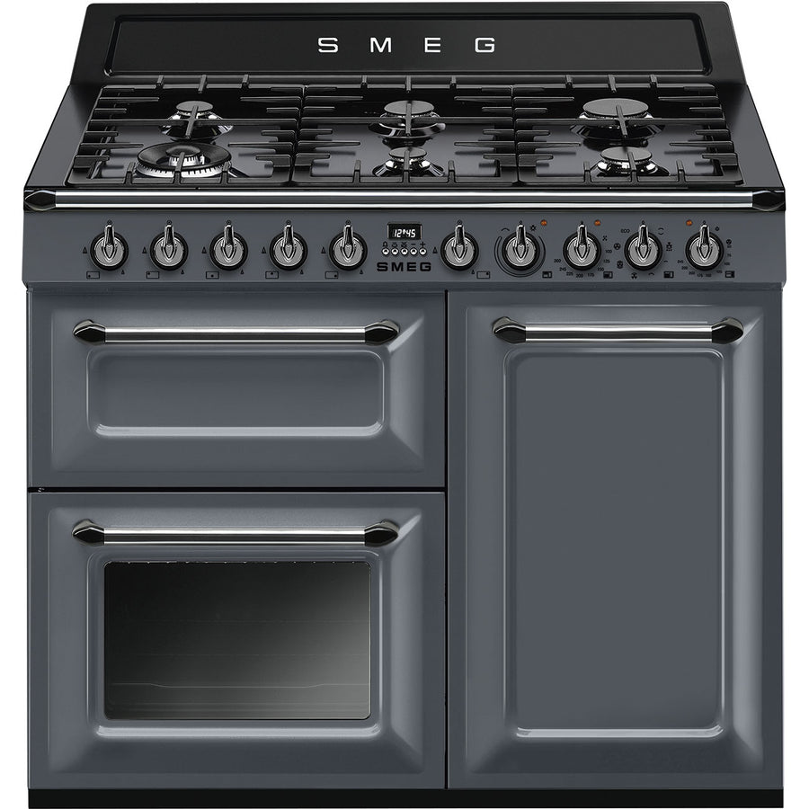 smeg tr103gr victoria 100cm dual fuel range cooker in slate grey