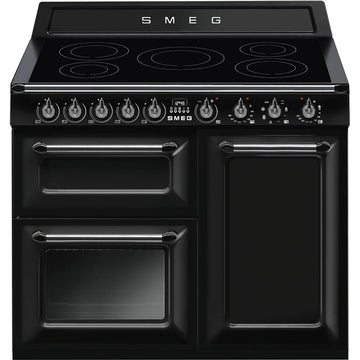 Smeg TR103iBL 100cm Victoria Traditional 3 Cavity Cooker With Induction hob In Black - Basil Knipe Electrics