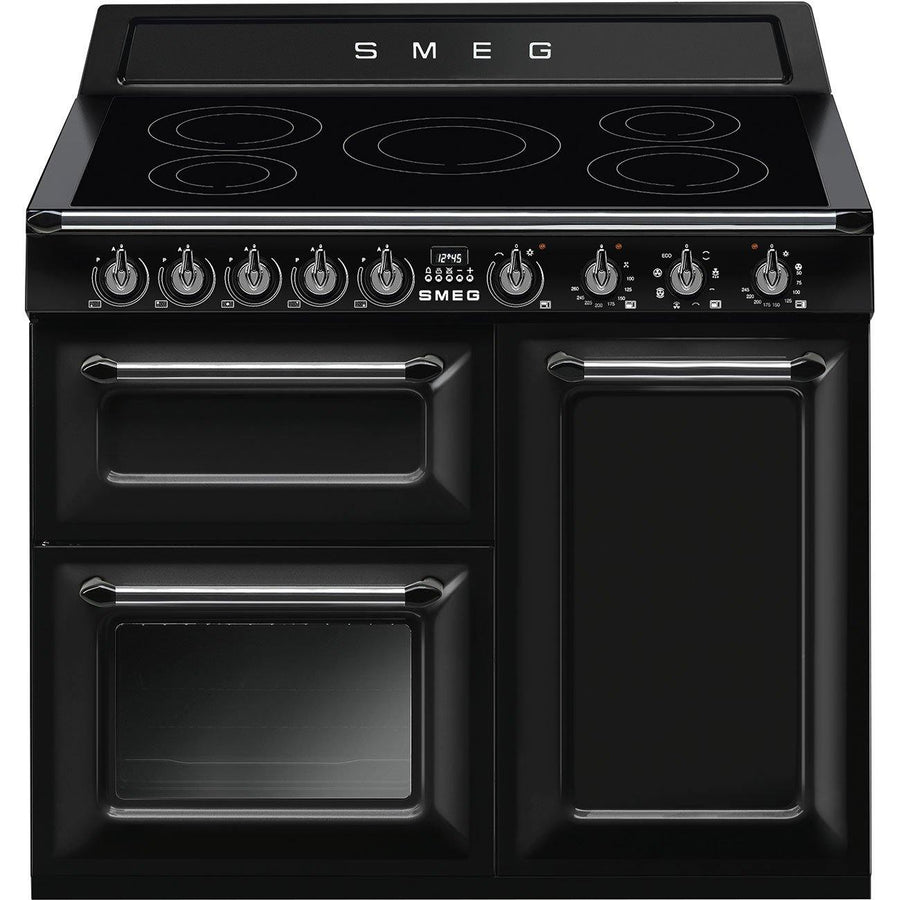 Smeg TR103iBL 100cm Victoria Traditional 3 Cavity Cooker With Induction hob In Black - Basil Knipe Electrics