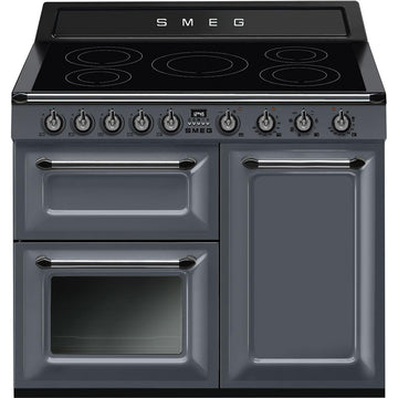 Smeg TR103iGR 100cm Victoria Traditional 3 Cavity Cooker With Induction hob In Slate Grey - Basil Knipe Electrics