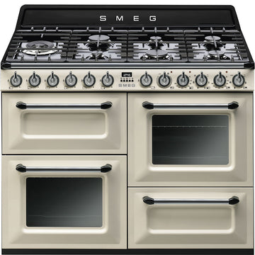 Smeg TR4110P1 110cm Dual Fuel range cooker in cream 