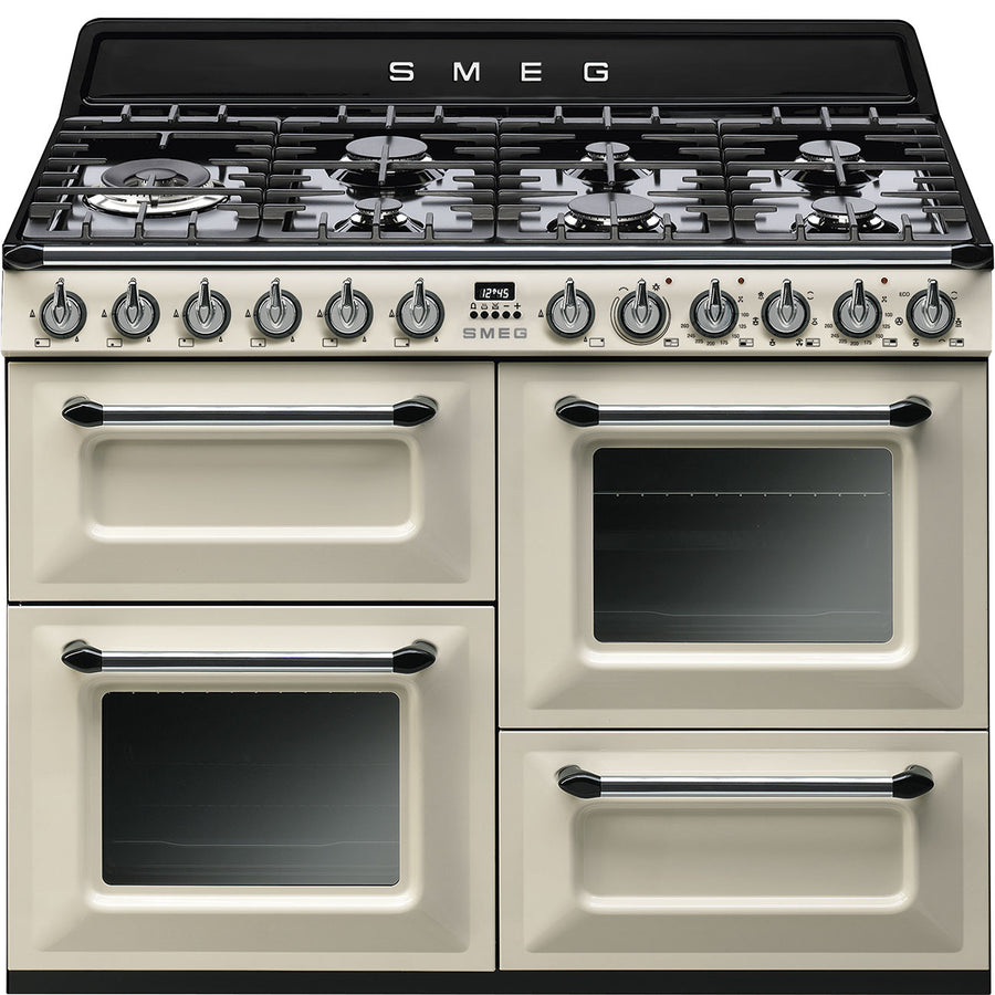 Smeg TR4110P1 110cm Dual Fuel range cooker in cream 