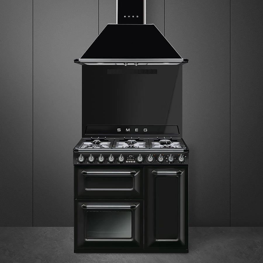 smeg TR93BL 90cm Dual Fuel range cooker in black 