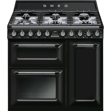 smeg TR93BL 90cm Dual Fuel range cooker in black 