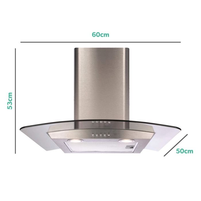 CDA ECP62SS 60cm Curved Glass Extractor Hood