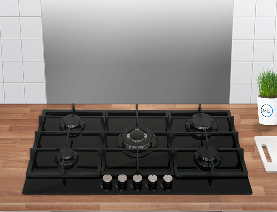 Culina UBGOG90BK 90cm Gas On Glass 5 Burner Gas Hob Basil Knipe