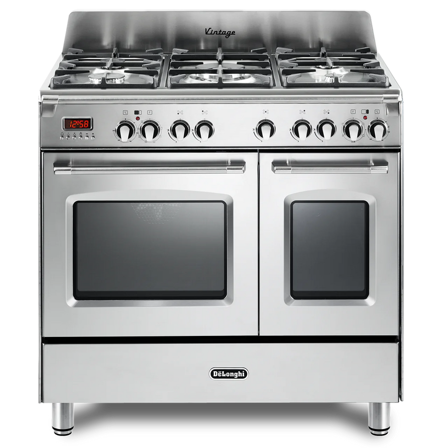De'Longhi DVTR906DFSS 90cm dual fuel range cooker in stainless steel