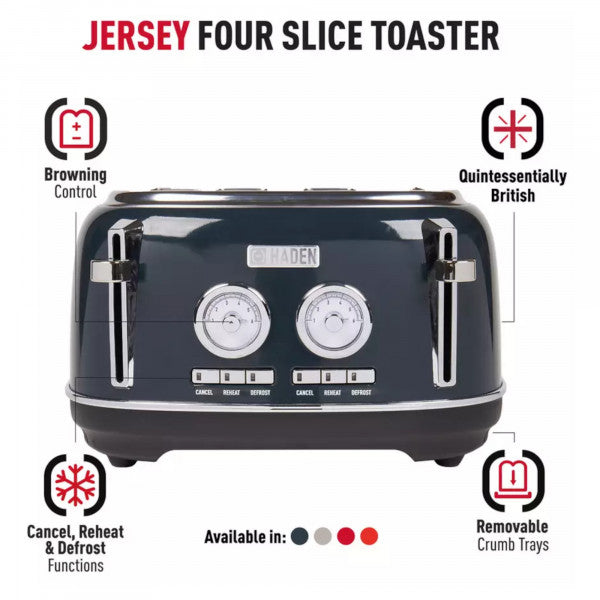 Haden 203601 Jersey 4 slice Toaster - Steel Blue