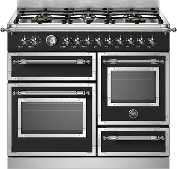 BERTAZZONI HER106L3ENET HERITAGE 100CM DUAL FUEL RANGE COOKER IN NERO MATT 